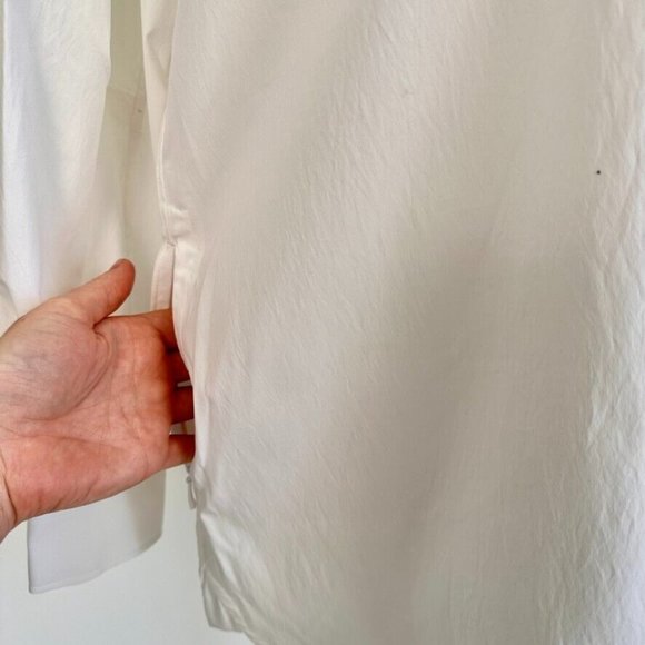 Athleta Womens Oversized Poplin Top Size Medium White Performance Pockets New - Picture 13 of 16